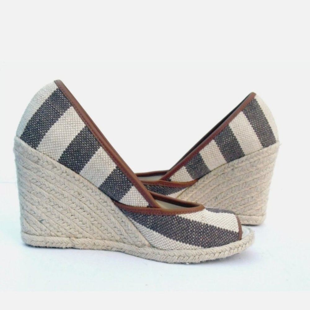 RALPH LAUREN ISIS TAN/NATURAL espadrille wedge Sz 6